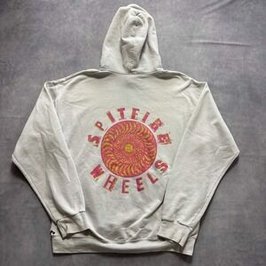 Spitfire Wheels The End Skate Hoodie Grey Pink Graphic Pullover Distressed
